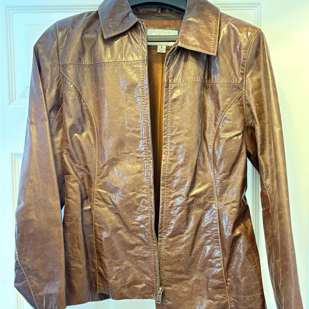 Metallic Brown Leather Jacket
